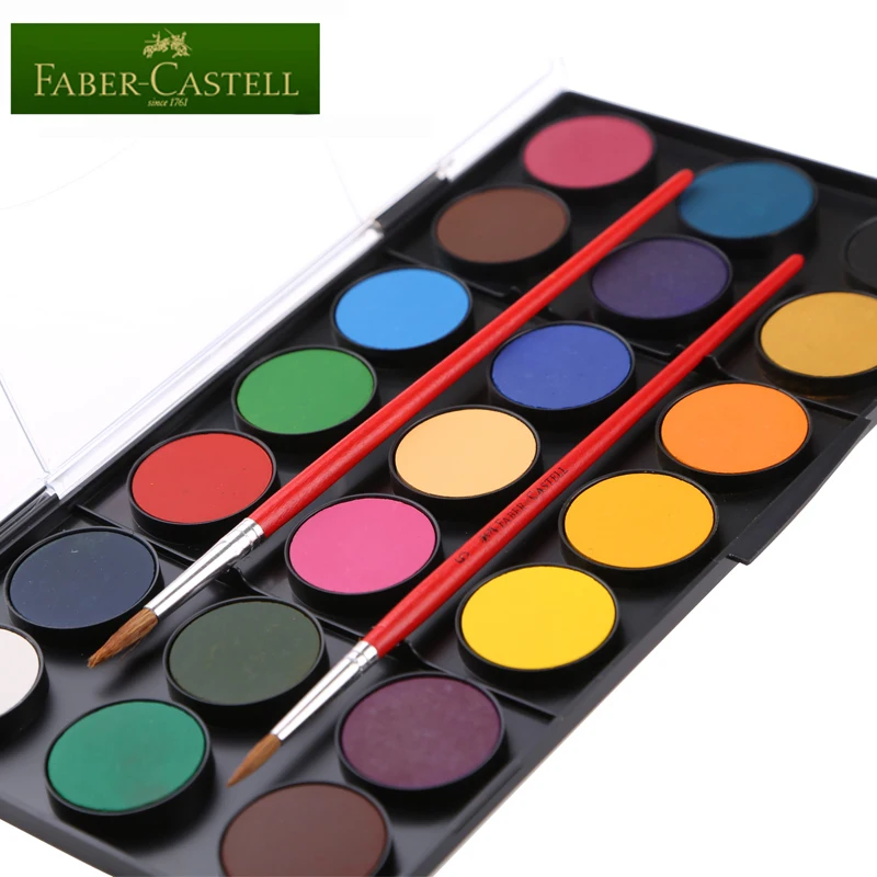 Faber-Castell 21 Color Solid Watercolor Paint Set With Foldable Travel Water Pigment For Draw Supplies | Канцтовары для офиса и