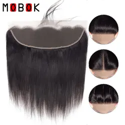 Малазийские Волосы moбок 13x4 прямые Кружева Фронтальная Закрытие человеческих волос с волосами младенца свободная часть сторона 13x4 кружева