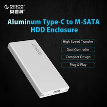 ORICO MSA-UC3 Aluminum 5Gbps USB3.1 Type-C to mSATA 3.0/2.0 HDD Enclosure Box Case for 1.8 inch SSD Plug and Play
