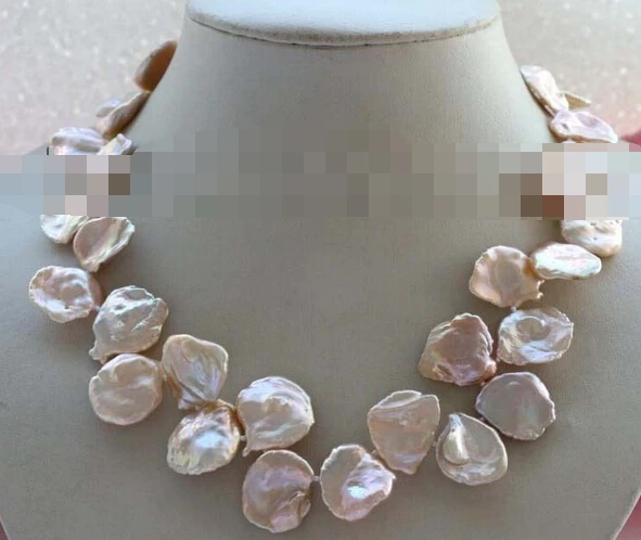 

~~ 11.24 18" Genuine Natural pink Reborn Keshi Petal Pearl Necklace 14k Discount AAA