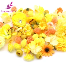 Lucia crafts случайный смешанный размер искусственный цветок голова Свадебная вечеринка DIY украшения аксессуары 50 г/лот, приблизительно 35 шт A1001