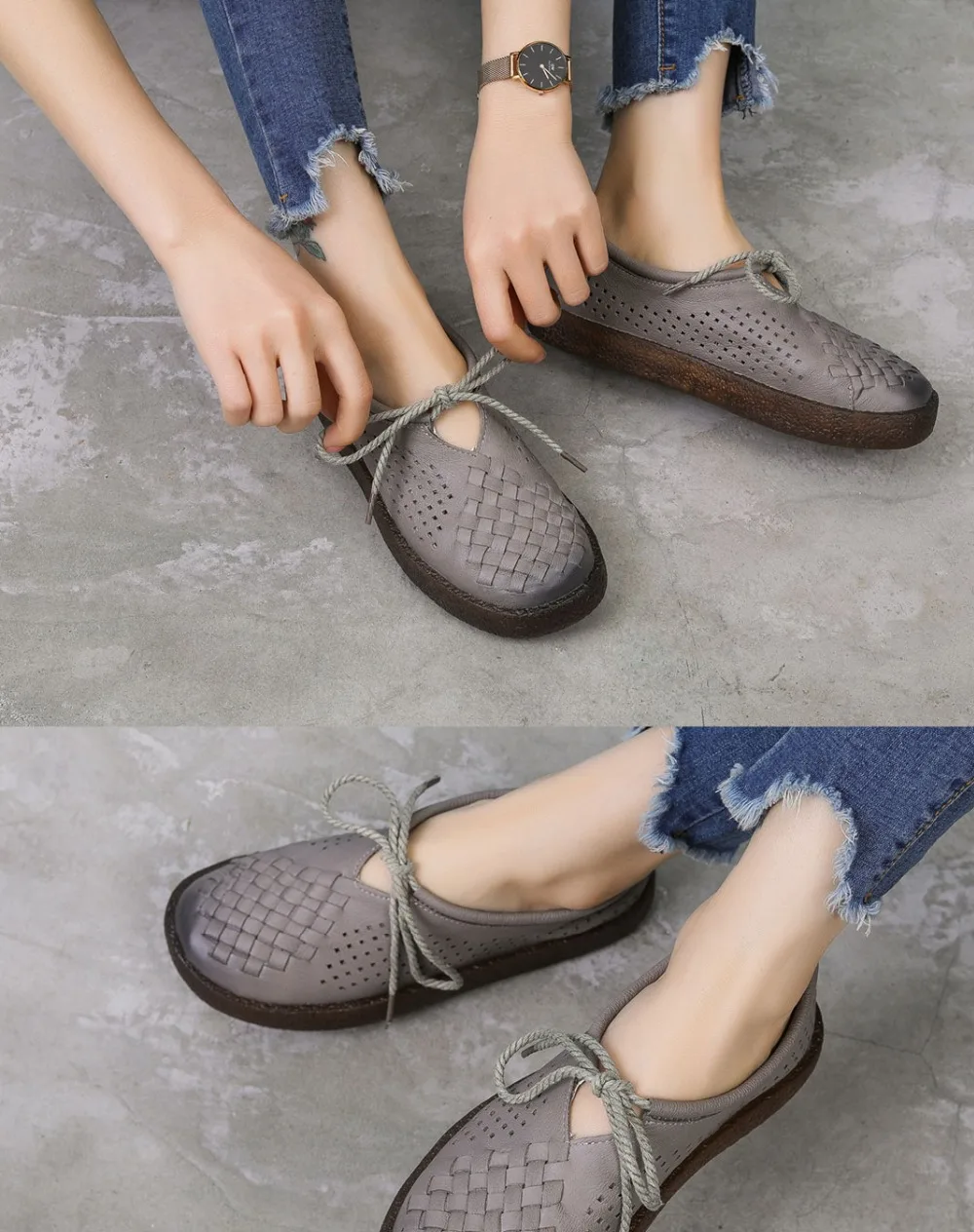 GKTINOO/Женская обувь на плоской подошве; Мокасины на шнуровке; мягкая женская обувь из натуральной кожи; повседневная женская обувь ручной работы на плоской подошве
