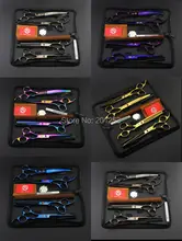 4Pcs JP440C 7.0Inch Professional Pet Grooming Scissors Electroplate Shears Straight &Thinning&Curved Scissors,5 Colors Optional