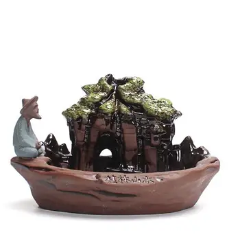 

Ceramic Smoke Backflow Censer Guilin Scenery Fishing Fun Big Home Decoration Tower Incense Stick Incense Coil Incense Burner