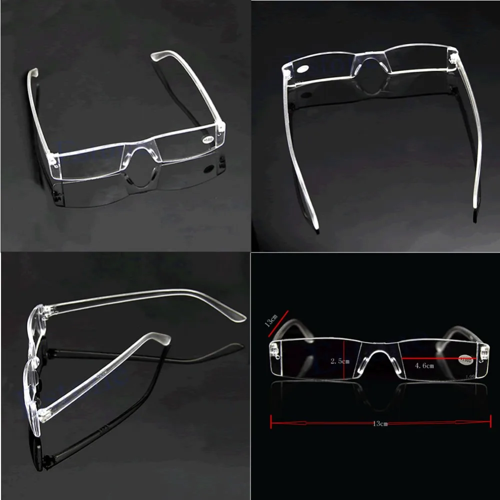 Brillen Clear Rimless Leesbril Licht Draagbare Presbyopie Verziend Lens + 1.0 + 1.5 + 2.0 + 2.5 + 3.0 + 3.5 + 4.0 Dioptrie