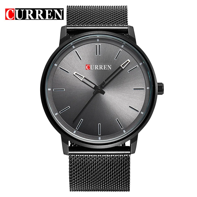 G black white Модный Топ Luxury Brand Curren Часы Для мужчин Сталь сетка ремень кварц-часы ультра тонкий циферблат часов Для мужчин Relogio masculino 8233 - Цвет: G black white