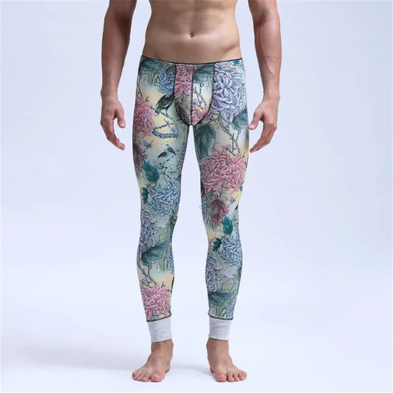 Sexy Men's Long Johns,Men's Bodysuit Warm Pants,High Elastic Warm