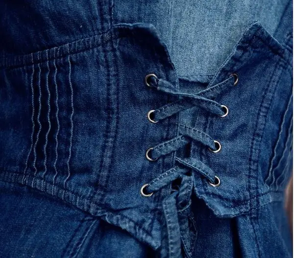 2018 NEW Jeans Dress Women maxi jean Summer Long Denim Dress mermaid ruffle Bohenim Vestido Female fishtail Jeans Dress LT015