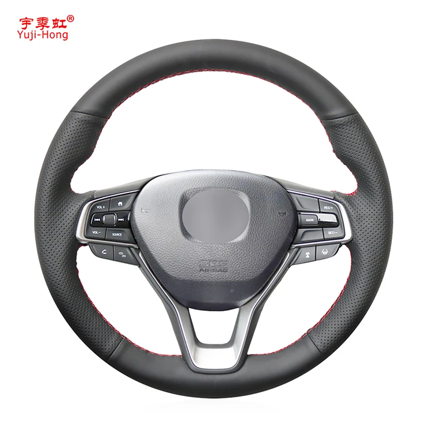 

Yuji-Hong Artificial Leather Car Steering Wheel Covers Case for HONDA Accord 10 2018 2019 Black Cover