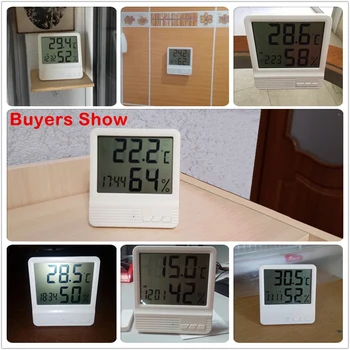 

-50~70C -58~158F Indoor Digital Thermometer Hygrometer LCD Electronic Temperature Humidity Meter Weather Station Alarm Clock