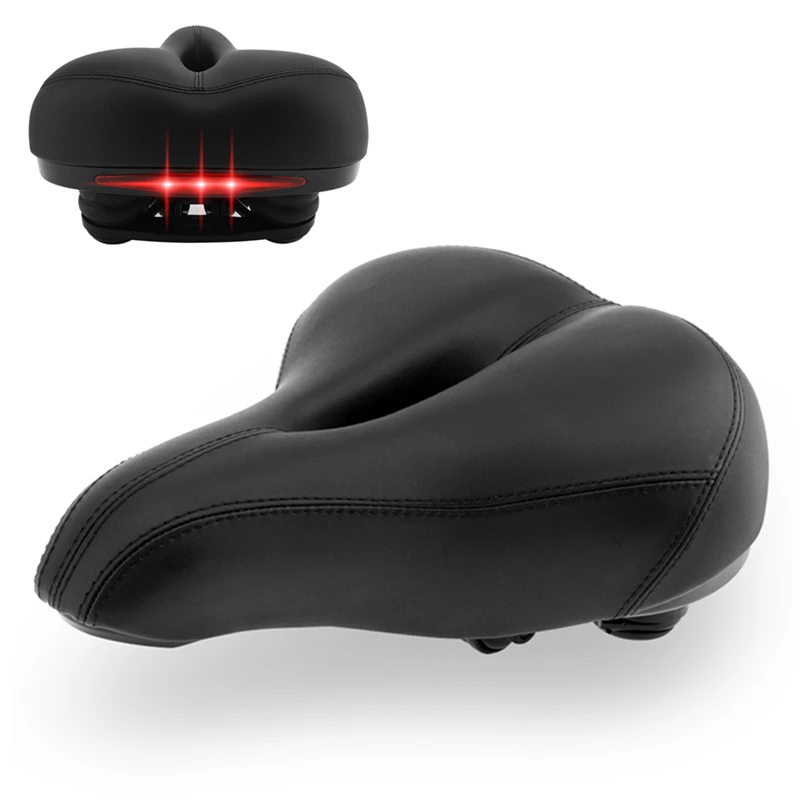

Wide Soft Hollow MTB Mountain Bicycle Saddle Comfortable Cycling Seat Cushion with Warning Taillight