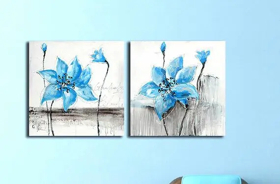 2 Шт. Цветочный Натюрморт Живопись Маслом Ручной Росписью на Холсте Home Decor Wall Art