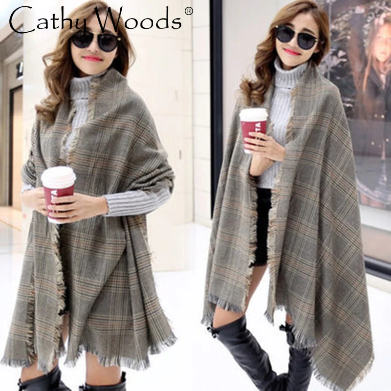 2016 Classic Women s Large font b Tartan b font Scarf Shawl Stole Plaid Checked Acrylic