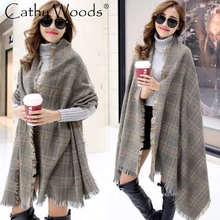 2016 Classic Women’s Large Tartan Scarf Shawl Stole Plaid Checked Acrylic New Brand Double Faux Cashmere Pashminas Scarf Flouard