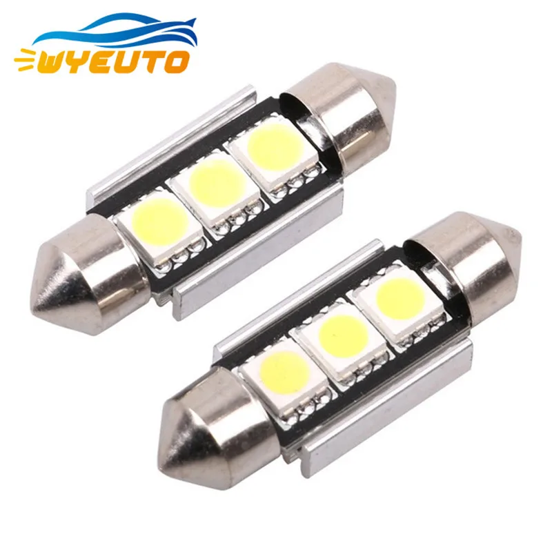 5pcs 5050 36mm 3SMD LED double-tip lamp compartment decoding width light reading 12v bulbs for cars white | Автомобили и