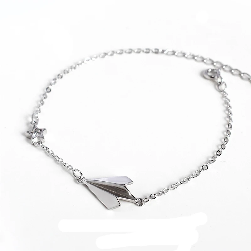 

Ruifan 925 Sterling Silver Airplane Charm Bracelets for Women Jewelry Cubic Zircon Link Chain Aircraft Plane Bracelet YBR149