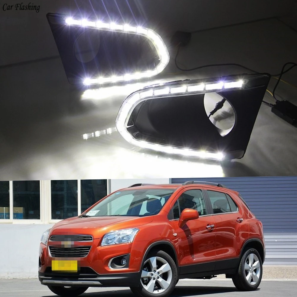 Автомобиль мигающий 2 шт. DRL дневного света переход туман крышку лампы с желтеют сигнала для Chevrolet Chevy TRAX