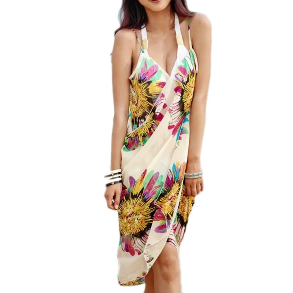 New Summer 2019 Women Sexy Chiffon Beach Towel Pareo Sarong Cover ups
