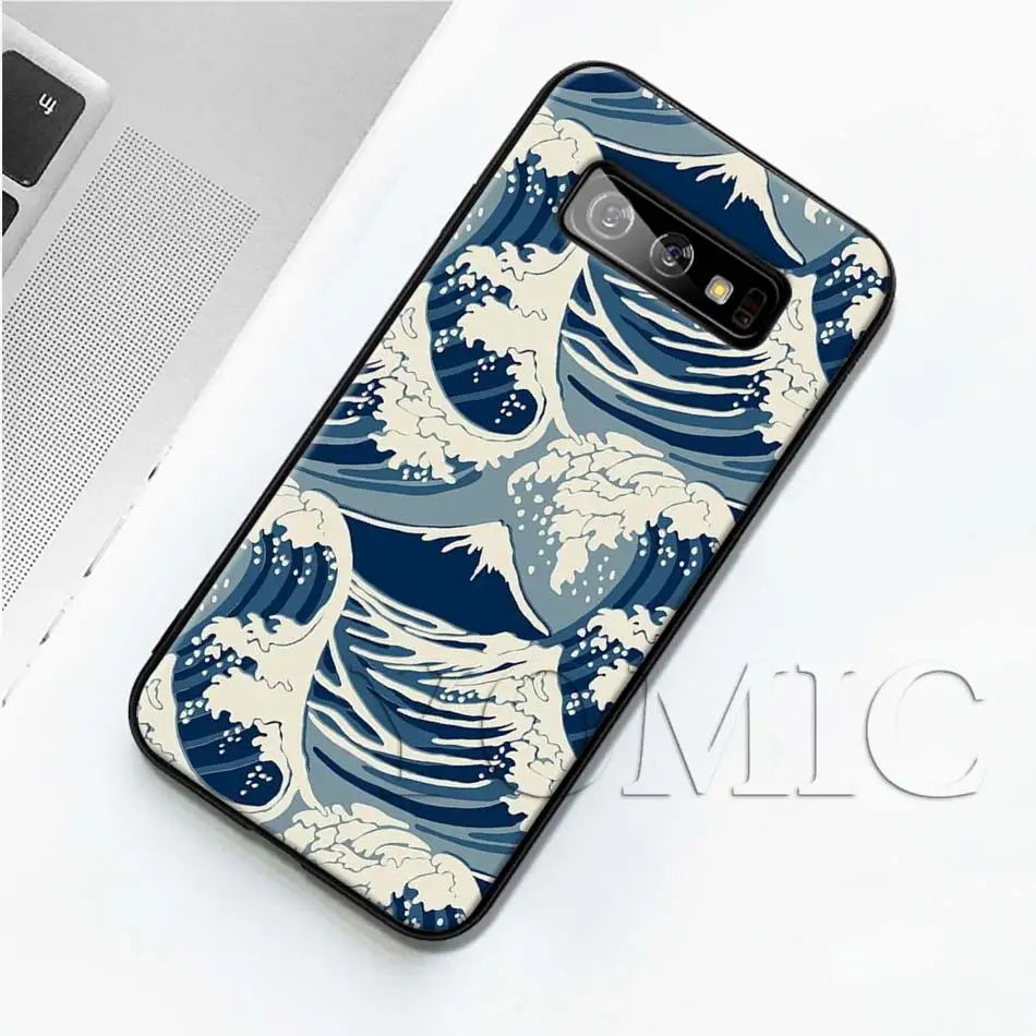 Черный силиконовый чехол Hokusai The Great Wave для samsung Galaxy S10 S10e S8 S9 Plus S7 A40 A50 A70 Note 8 9 мягкий чехол