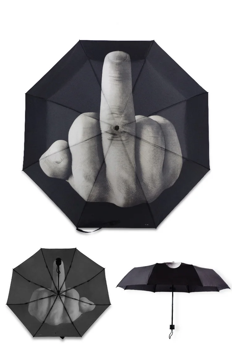 Fancytime женский зонт от дождя складной холодный черный средний палец женский зонт нейлоновый материал детские тройные складные зонты