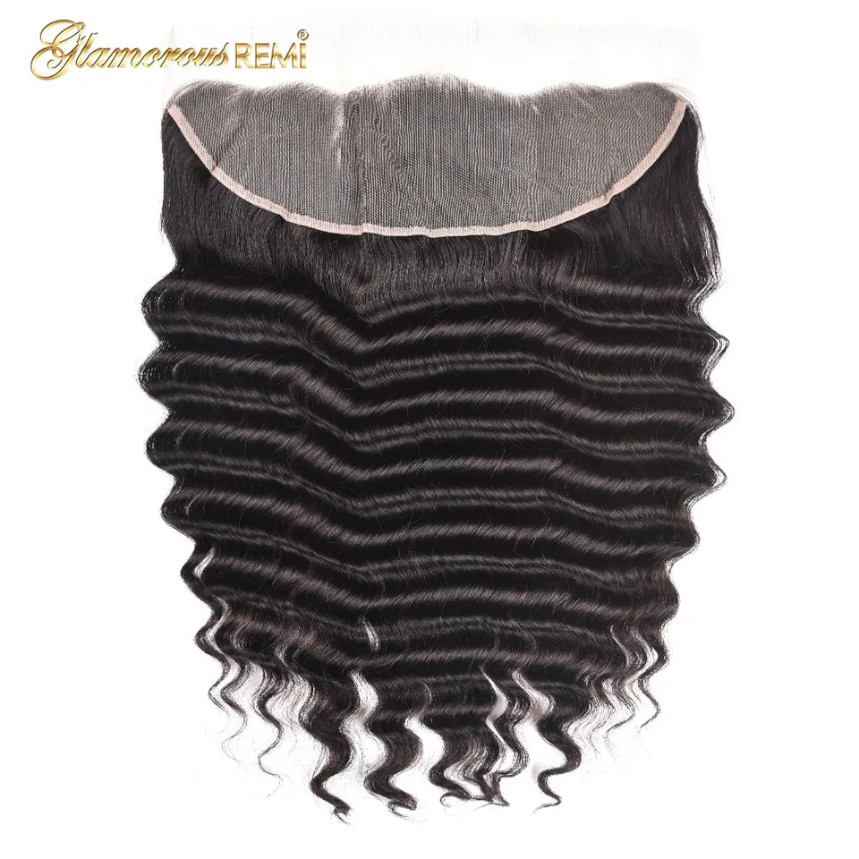 Malaysia Loose Deep Wave Lace Frontal Closure 13X4 Free/Middle/Three Part With Baby Hair 100% Human Remy Hair Natural Color 1b