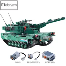 Военный технический M1A2 rc Танк 1498 шт. может вращаться на пульте дистанционного управления револьверная ракета Запуск строительных блоков модель DIY наборы