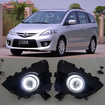 

New Innovative CCFL Angel Eye daytime running light + halogen Fog Light Projector Lens and fog lamp case for Mazda 5 2008-2010