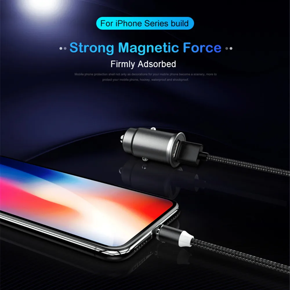 1 м Плетеный светодиодный кабель 2.4A Магнитный кабель usb type C кабель для зарядного устройства микро провод для быстрого заряда для iPhone X samsung S8 huawei Xiaomi