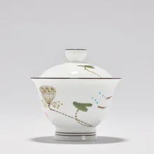 Китайский расписанный вручную Лотос персик Орхидея цветок Супница керамическая керамика и фарфор гайвань чайный набор кунг-фу Улун гайвань 210 мл