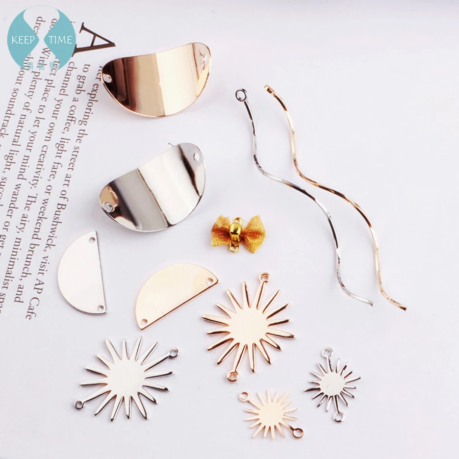 

DIY alloy accessories handmade wafer wave butterfly knot semicircle solar earring ear clip ear nail hanging material