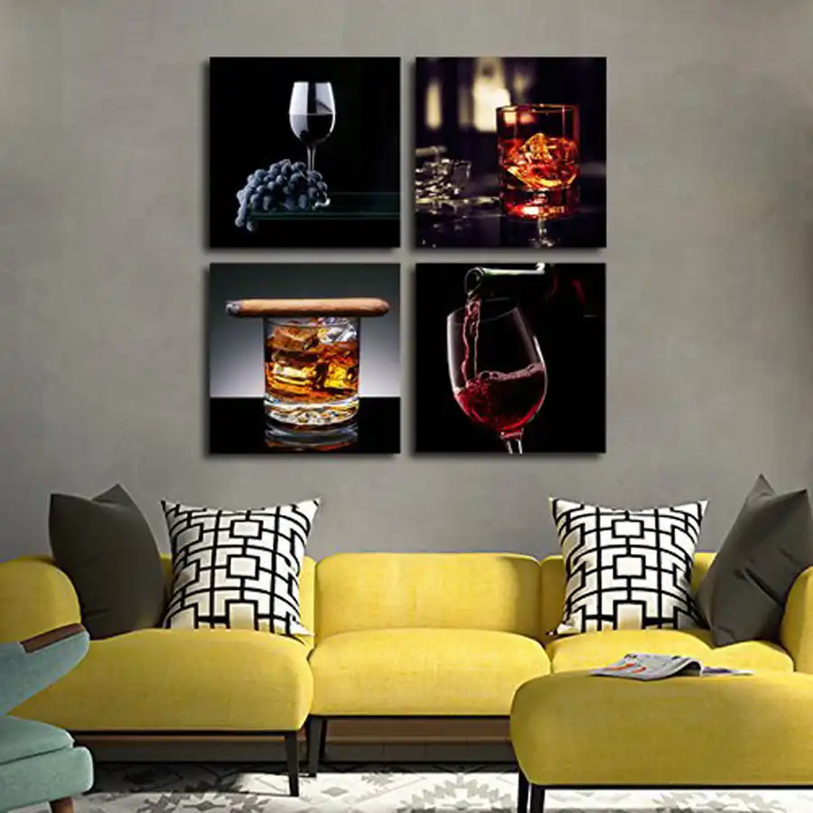 Wine With Cigar Canvas Prints Modern Wall Art Paintings 16x16 Inch Stretched And Framed For Room And Kitchen Decoration Art Painting Painting Artpainting Wine Aliexpress