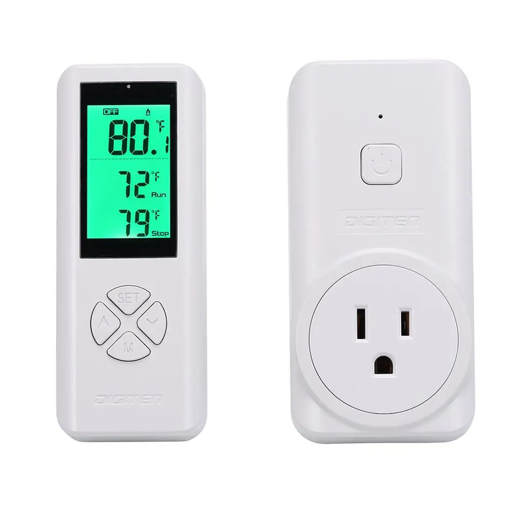 

DIGITEN Wireless Thermostat Temperature Controller Outlet Remote Control Built in Temp Sensor Thermometer Heating Cooling Mode
