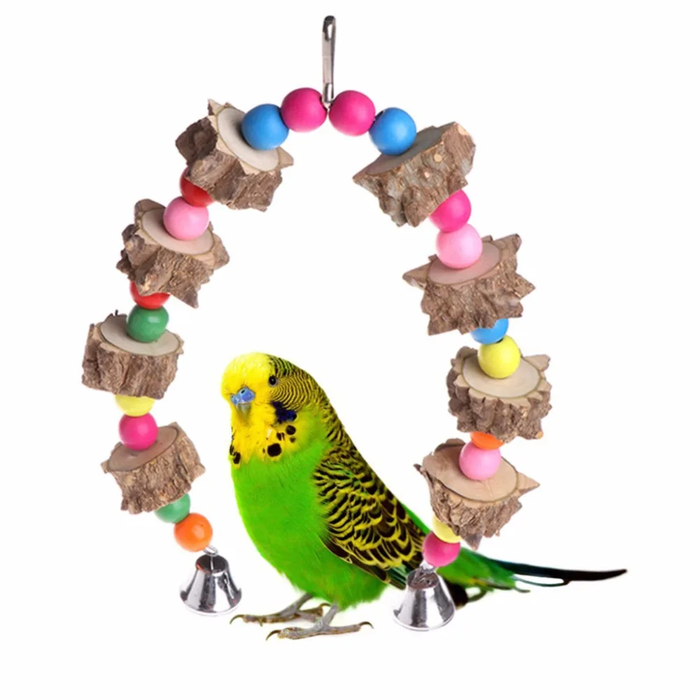 Colorful Bird Toy Parrot Swing Wooden Parrots Swings Bird Wood Cage