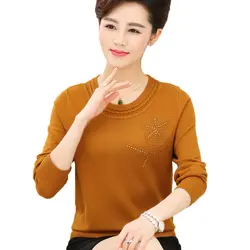 2018 Новое поступление плюс Размеры сплошной длинный рукав свитера женский Для женщин осень Зимний пуловер Для женщин свитера LJ0721