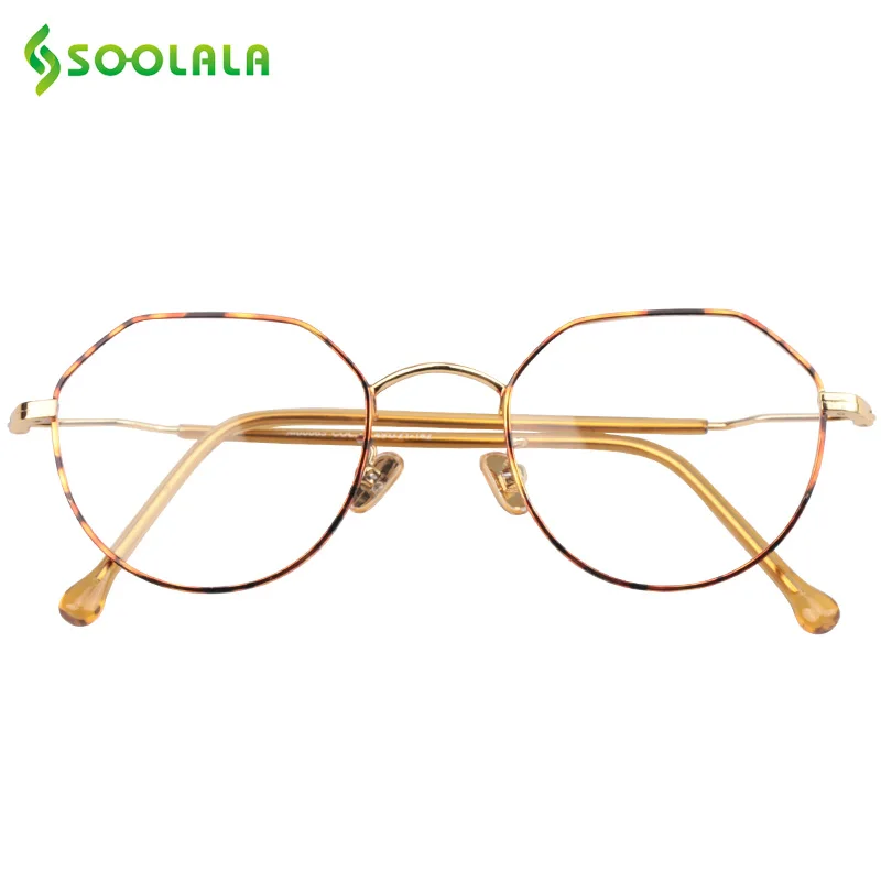 SOOLALA Irregular Reading Glasses Women Men w/ case Thin Metal