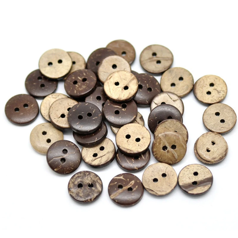 50pcs 4 Hole Brown Coconut Shell Buttons Sewing Scrapbooking Home Decor 15mm