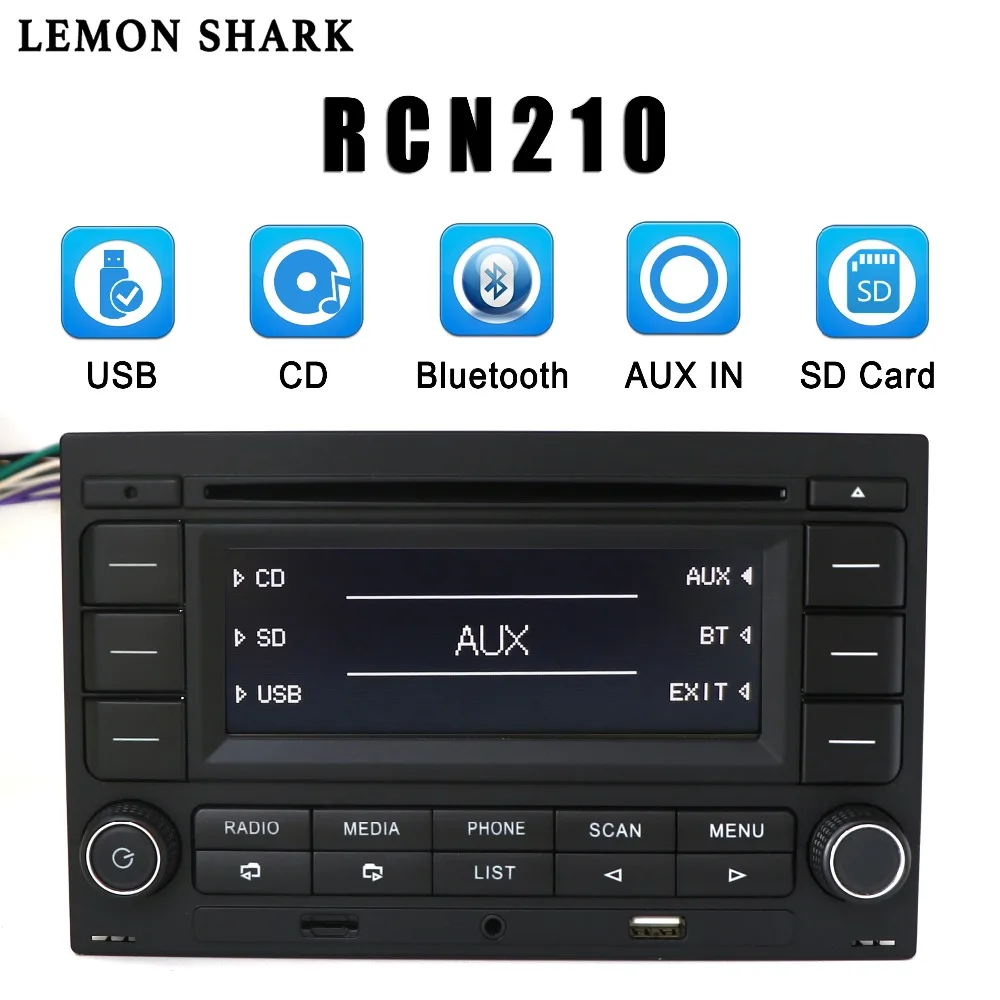 Лимонная Акула автомобильное радио RCN210 CD плеер Bluetooth USB MP3 AUX 9N 31G 035 185 для VW Golf Jetta MK4