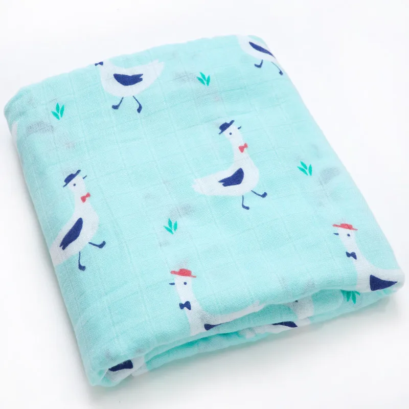 Dropshipping 70%Bamboo 30%Cotton Muslin Diapers Super Soft Baby Blankets Newborn Swaddle Wrap Bebe Baby Bath Towel Bedding Set - Цвет: geese