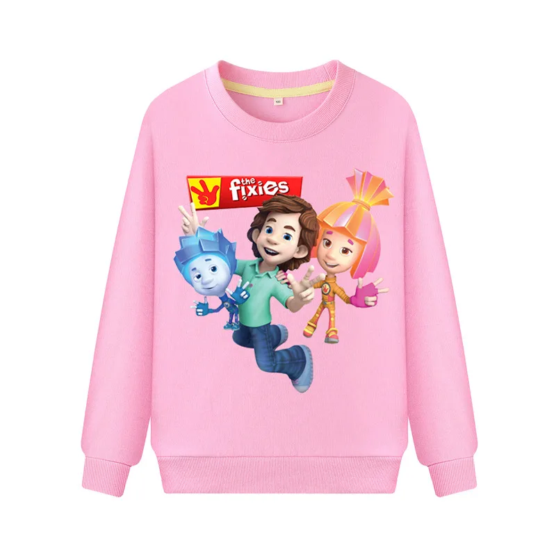 

Kids Hoodies Sweatshirt Long Sleeve Pullover Coat For Boys Girls Spring Clothing Children The Fixies Print Hoodie Costume DZ105