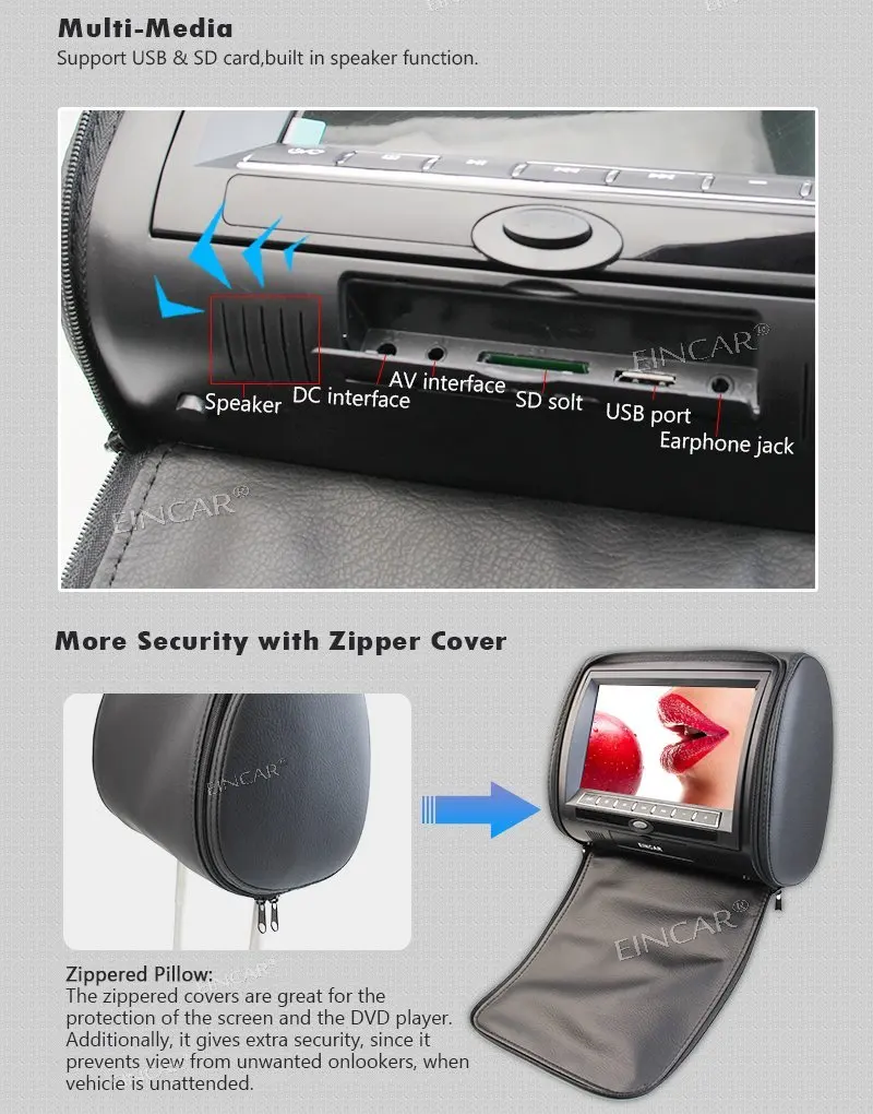 Excellent Black Car Headrest DVD Player 9