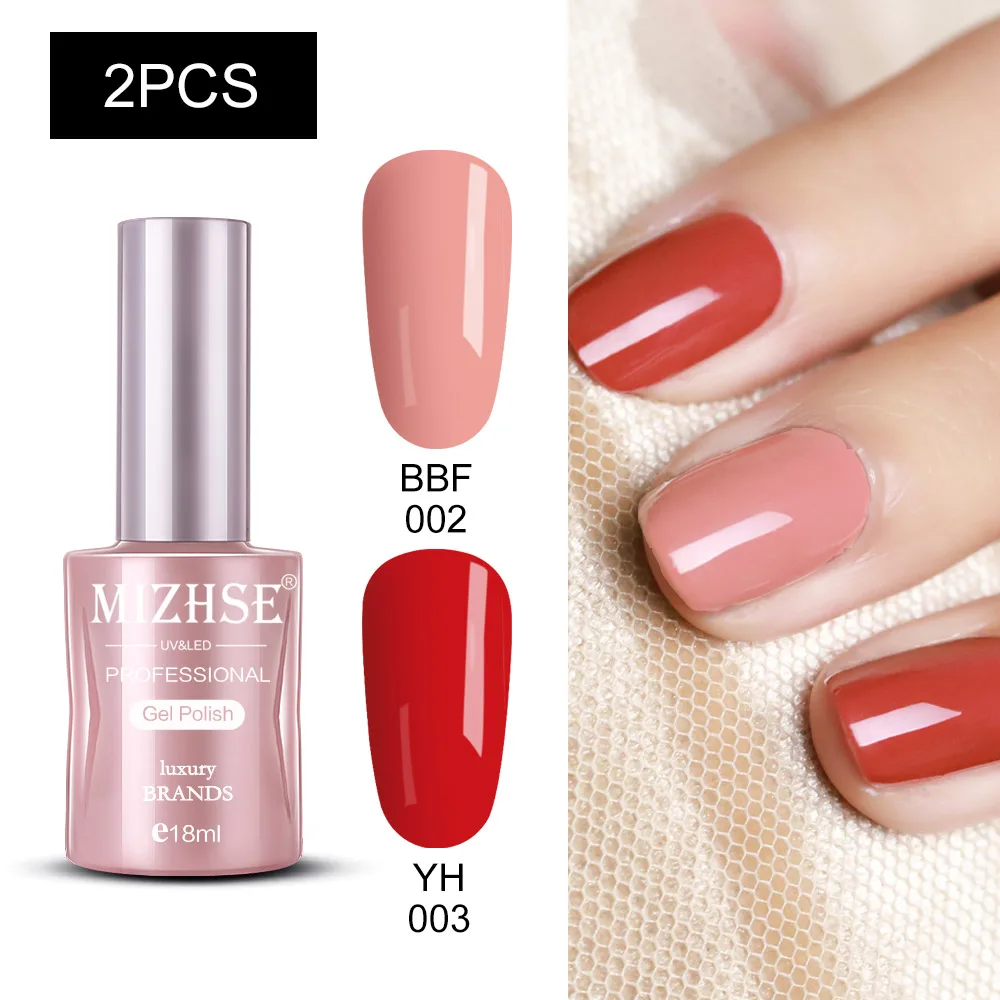 MIZHSE Nail Polishes 18ml Vernis Semi Permanant UV Gel Polish Hybrid Nail Art Lacquer For Stamping Soak off Varnish Gel - Color: 2GELS-14