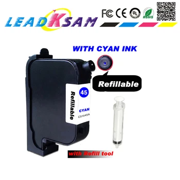 

replace compatible for 45 cyan Refillable ink cartridge replacement for 45 51645A