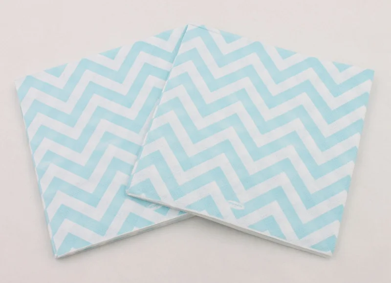 [RainLoong] бумага с узором «шеврон» салфетки с волнистым принтом для коктейлей праздничные и вечерние украшения ткани Guardanapo 33*33 см 20 шт./упаковка - Цвет: Lt blue
