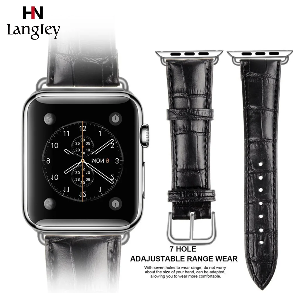 Браслеты с крокодиловым узором для Apple Watch 5 4 3 2 1 40 мм 44 38 42 ремешки из натуральной