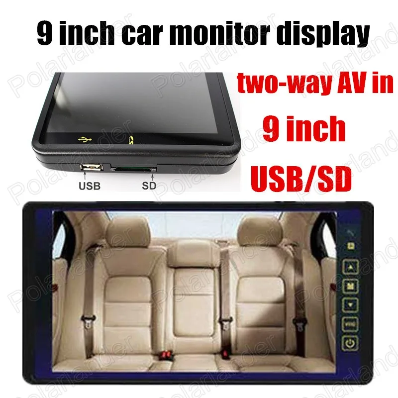 9 inch TFT LCD Car Monitor for VCD DVD Camera 2 channel video input reverse priority