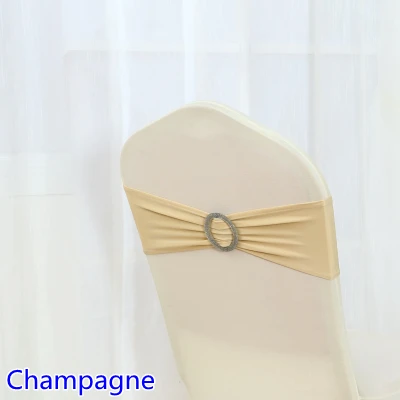 

Champagne Colour Shiny Round buckles Spandex chair sash wedding chair sashes lycra stretch chair band universal hotel party show