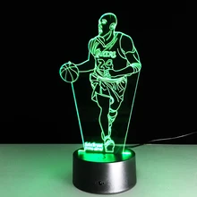 Hot sale Kobe Bryant Colorful gradient 3D night light Creative remote control or touch switch night light led table lamp gifts