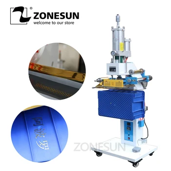 

ZONESUN Pneumatic Automatic Hot Foil Stamping Machine Plastic Box LOGO Creasing Machine LOGO Stamper Hot Words Machine