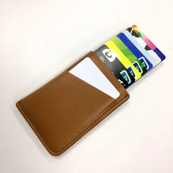RFID Блокировка кредитный держатель для карт для мужчин и женщин кожаный передний карман кошелек Pull Tab тонкий кошелек - Цвет: brown A