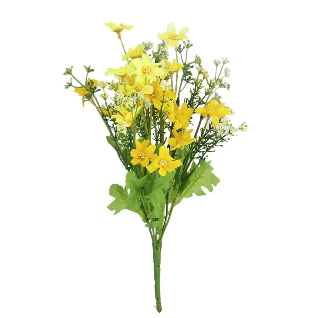 

ALIM 1 bouquet of cineraria fake Bouquet of artificial flowers for Home Decor / Office - yellow